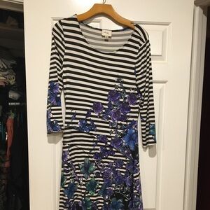 Striped floral jersey dress by Beige. Size 6.